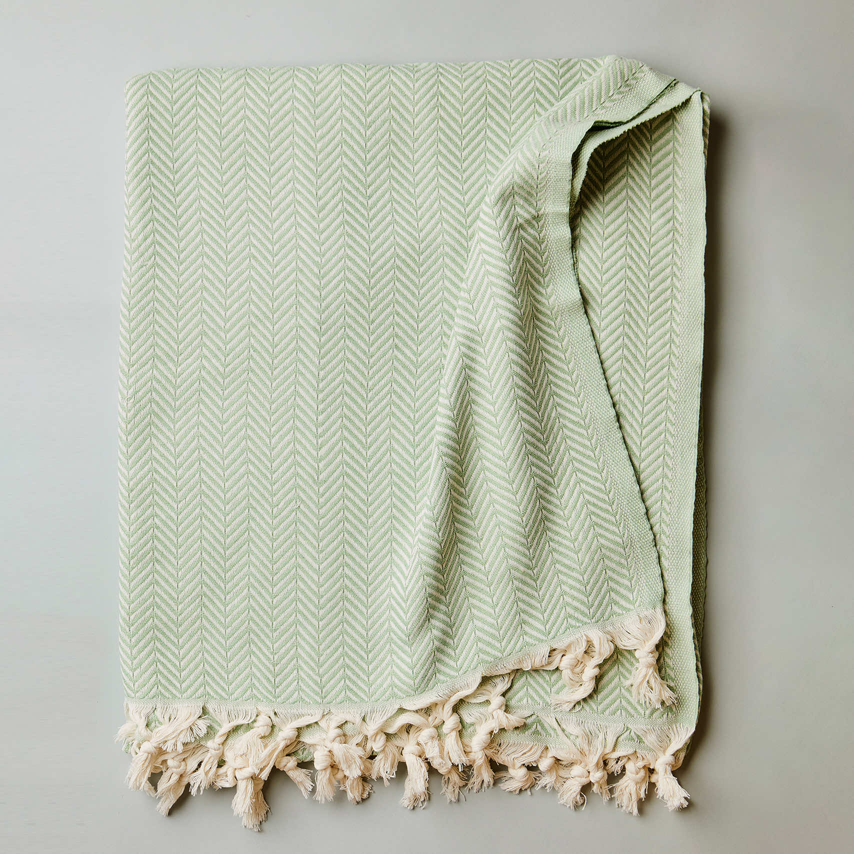Palmetto Green herringbone throw