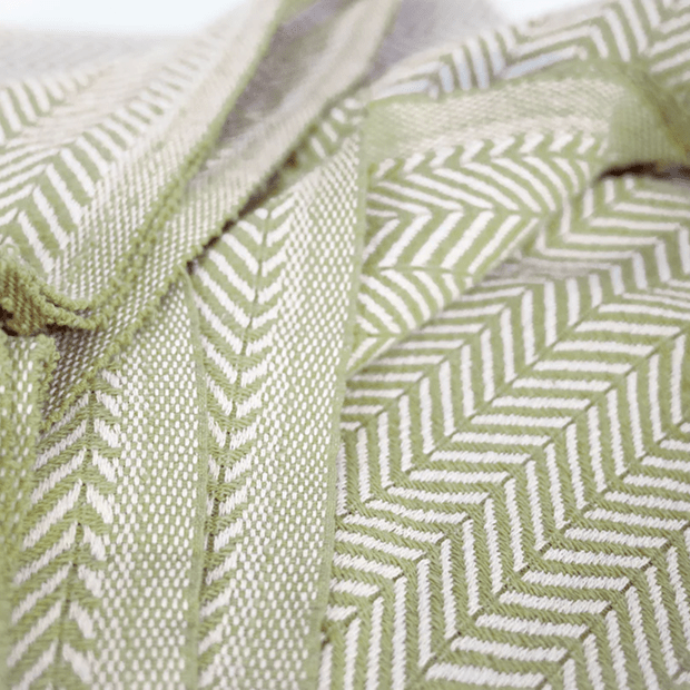 Herringbone Oversized Cotton Throw Blanket - Palmetto Green at Vervain Threads